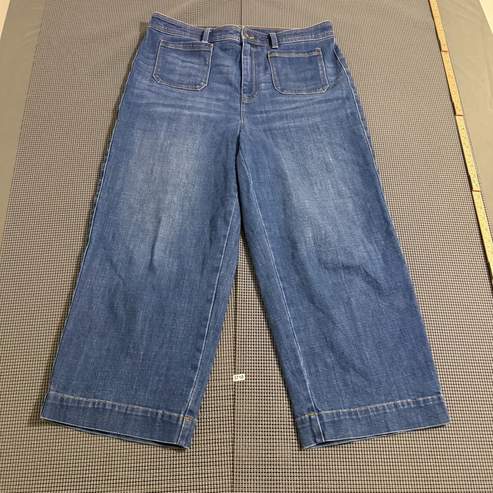 Talbots Flawless High-Waist Wide Crop Blue Jeans Womens Size 14